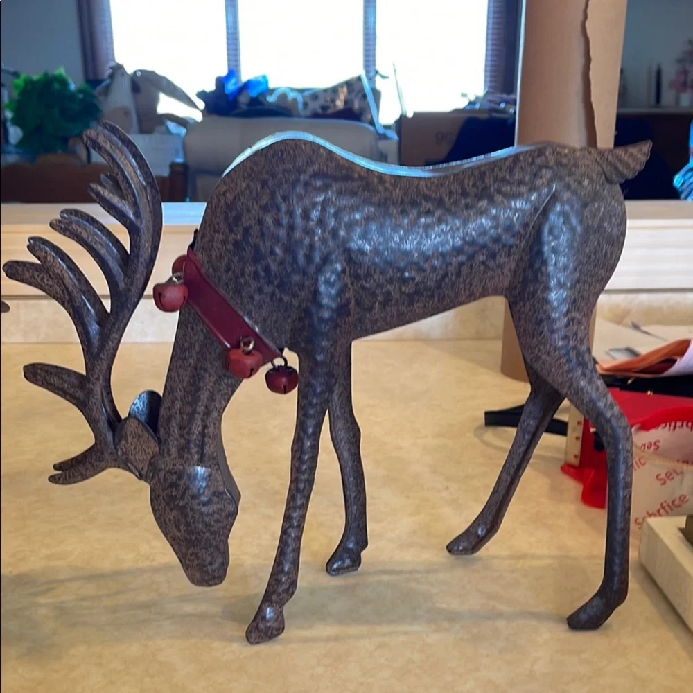 Elegant Brown Reindeer Holiday DecorSet of 2